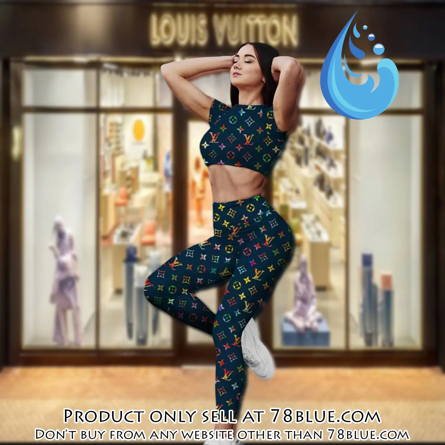 Louis vuitton sportwear combo luxury crop top tshirt and legging for women ctl1003 78b1442182